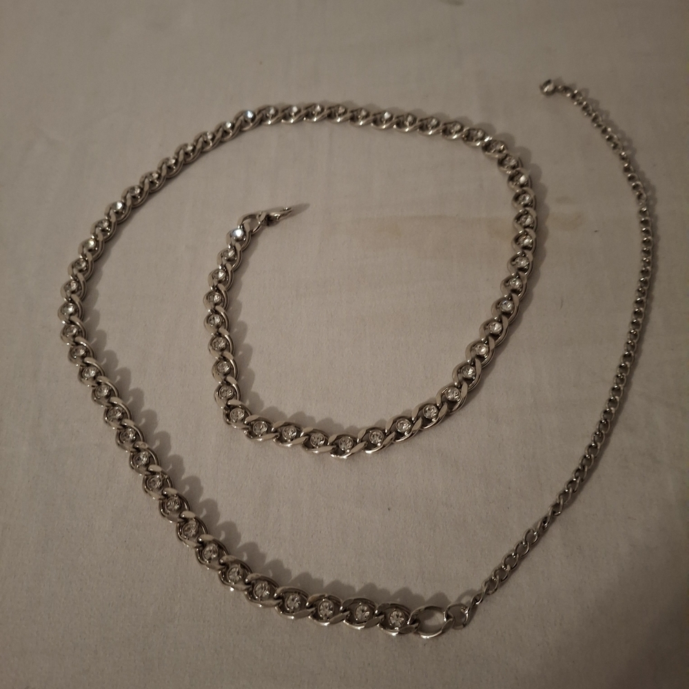 Silver Color Girl's Chain And Rhinestone Belt